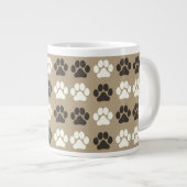 Paw Print Pattern Earthy Sand Grote Koffiekop (Voorkant rechts)