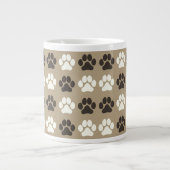 Paw Print Pattern Earthy Sand Grote Koffiekop (Voorkant)