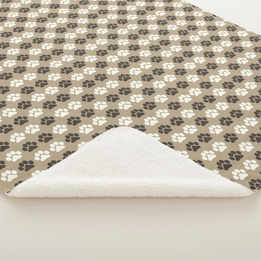 Paw Print Pattern Earthy Sand Sherpa Deken (3/4)