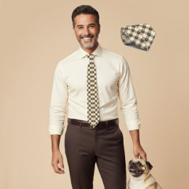 Paw Print Pattern Earthy Sand Stropdas