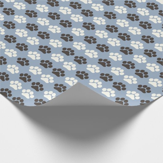 Paw Print Pattern Silver Blue Cadeaupapier (Hoek)