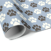 Paw Print Pattern Silver Blue Cadeaupapier (Rol Hoek)