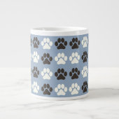 Paw Print Pattern Silver Blue Grote Koffiekop (Voorkant)