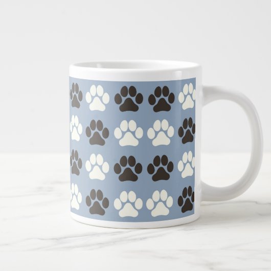 Paw Print Pattern Silver Blue  Grote Koffiekop (Rechts)