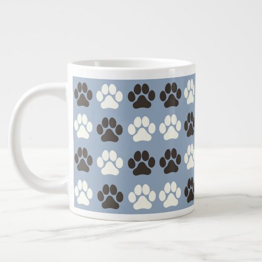 Paw Print Pattern Silver Blue Grote Koffiekop (Links)