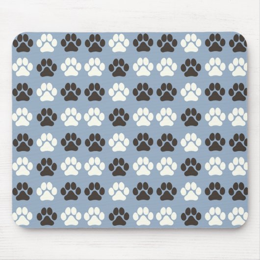 Paw Print Pattern Silver Blue Muismat (Voorkant)
