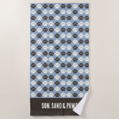 Paw Print Pattern Silver Blue Strandlaken (Voorkant)
