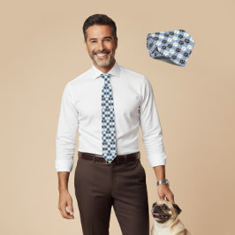 Paw Print Pattern Silver Blue Stropdas