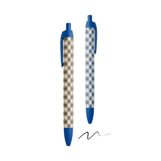 Paw Print Pattern Silver Blue Zwarte Inkt Pen