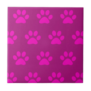 Paw Print Patterns Roze Paarse Girly Schattige Tegeltje