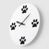 Paw Print Patterns Zwart Wit Schattige Modern Stij Grote Klok (Hoek)