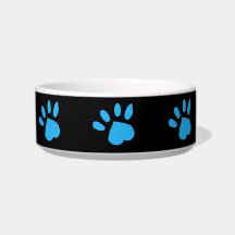 Paw Print Pet Bowl (Zwart & Blauw)