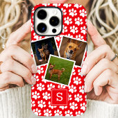 Paw Print Pet Foto Collage Rood Monogram Case-Mate iPhone Case
