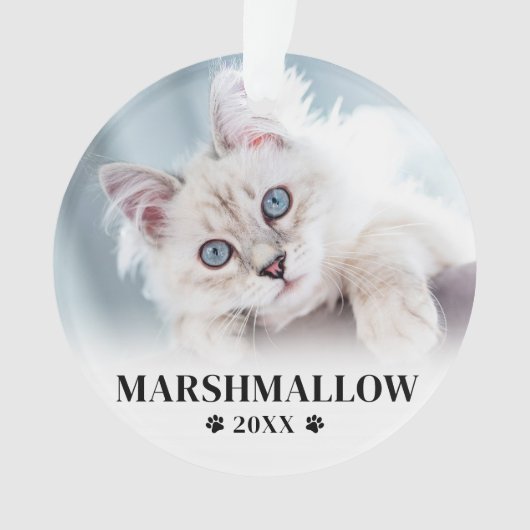 Paw Print Pet Kerstmis Kat Naam Foto Ornament (voorkant)