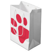 Paw Print Pet Lover Modern Rood Wit Plezier Medium Cadeauzakje (Voorkant Gekanteld)