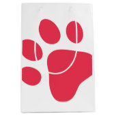 Paw Print Pet Lover Modern Rood Wit Plezier Medium Cadeauzakje (Voorkant)