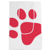 Paw Print Pet Lover Modern Rood Wit Plezier Medium Cadeauzakje (Achterkant)