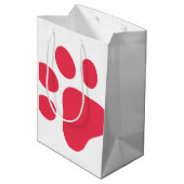 Paw Print Pet Lover Modern Rood Wit Plezier Medium Cadeauzakje (Achterkant Gekanteld)