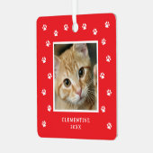 Paw Print Pet Photo Christmas Metalen Ornament (Voorkant links)