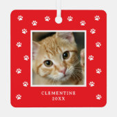 Paw Print Pet Photo Christmas Metalen Ornament (Achterkant)