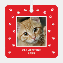 Paw Print Pet Photo Christmas Metalen Ornament