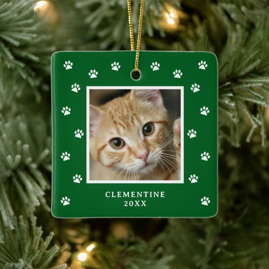 Paw Print Pet Photo Christmas Ornament (Boom)