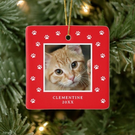 Paw Print Pet Photo Christmas Ornament (Boom)