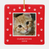 Paw Print Pet Photo Christmas Ornament (Achterkant)