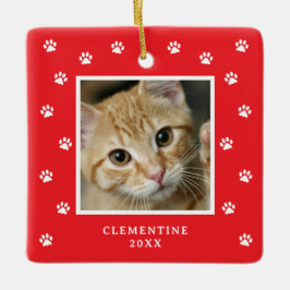 Paw Print Pet Photo Christmas Ornament