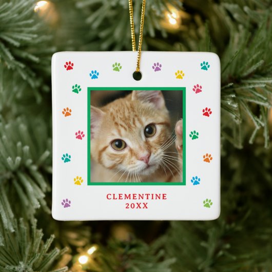 Paw Print Pet Photo Christmas Ornament (Boom)