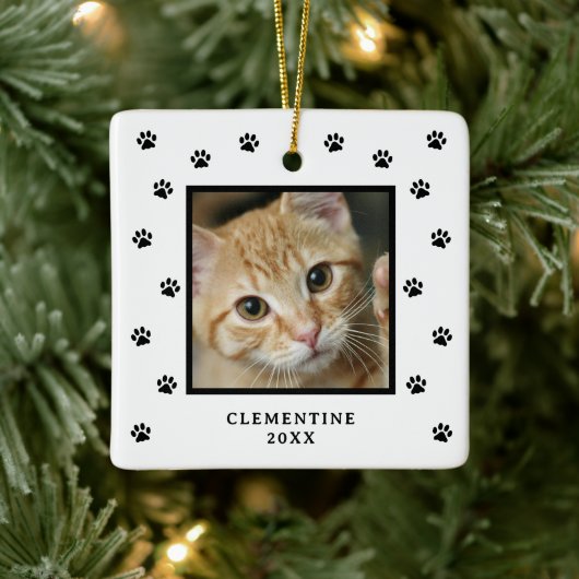 Paw Print Pet Photo Christmas Ornament (Boom)