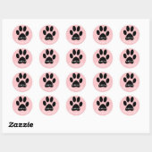 Paw Print Pink Happy Birthday Sticker with Name (Vel)