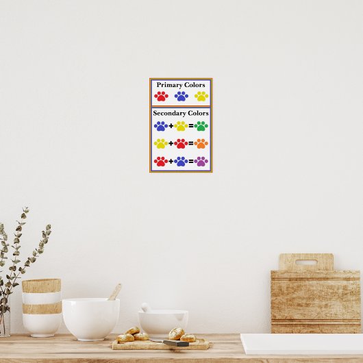 Paw Print Primary & Secondary Color Chart Poster (Keuken)