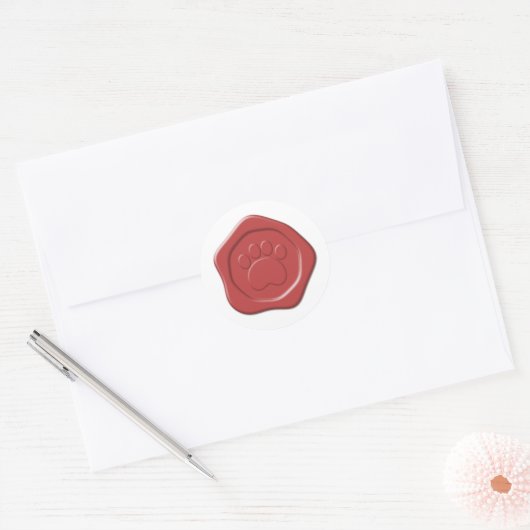 Paw Print Red Wax Seal Label (Envelop)