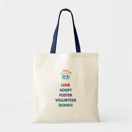 Paw Print Rescue Dog Tas, Love Adoption Foster Tote Bag (Voorkant)