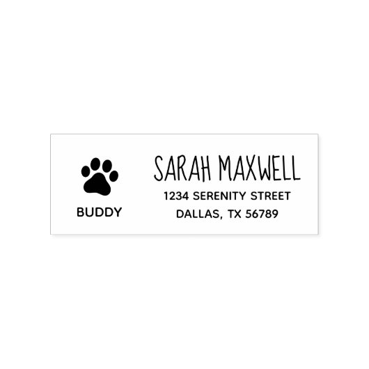 Paw Print Retouradres met Huisdierennaam Rubberstempel (Afrduk)