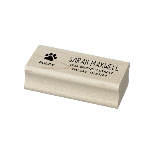 Paw Print Retouradres met Huisdierennaam Rubberstempel (Stempel)