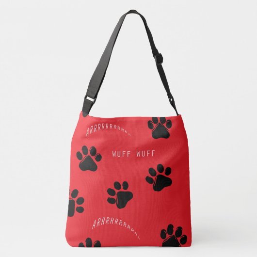 Paw Print rode schouderschouder Canvas tas (Achterkant)