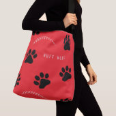 Paw Print rode schouderschouder Canvas tas (Dichtbij)