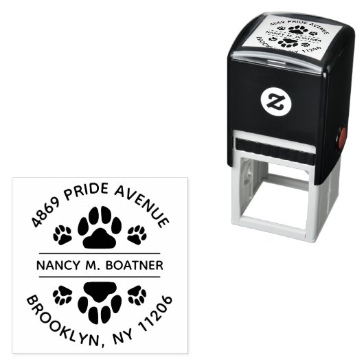 Paw Print Ronde retour adresstempel Zelfinkt Zelfinktende Stempel (In situ)