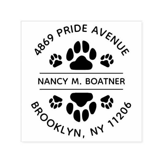 Paw Print Ronde retour adresstempel Zelfinkt Zelfinktende Stempel (Design)
