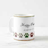 Paw Print, Rood, Groen, Zwart, Buffel Plaid Koffiemok (Voorkant links)
