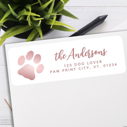 Paw Print Roos Gold Persoonlijk retouradres Etiket