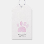 Paw Print Roze Waterverf Art NAAM Sweet Pet Cadeaulabel (Voorkant)