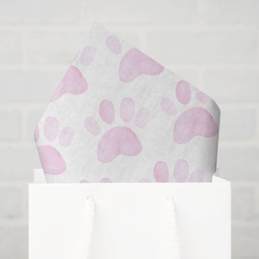 Paw Print Roze Waterverf Art NAAM Sweet Pet Tissuepapier (Cadeauzakje)