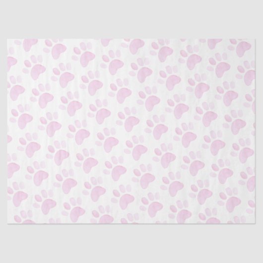 Paw Print Roze Waterverf Art NAAM Sweet Pet Tissuepapier (Voorkant)