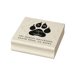 Paw Print & Script Aangepaste namen Retouradres Rubberstempel