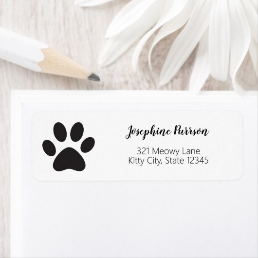 Paw Print Script Name Address Cat Dog Pet Modern Etiket (Insitu)