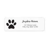 Paw Print Script Name Address Cat Dog Pet Modern Etiket (Voorkant)