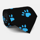 Paw Print Stropdas (zwart en blauw) (Opgerold)